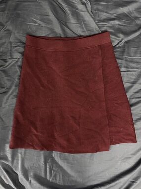 Wine Wrap-Style Stretchy Midi Skirt